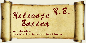 Milivoje Batica vizit kartica
